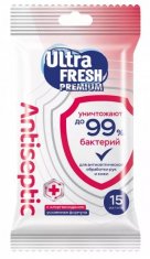 Ultra Fresh Premium Antiseptic Влажные салфетки /15 №1101794600