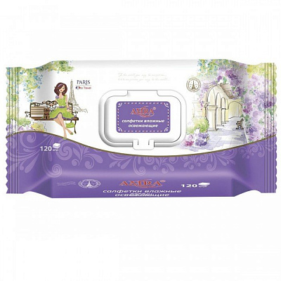AMRA Салфетки влажные освежающие travel PARIS /120 №668649600