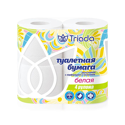 TRIADA Туалетная бумага белая 4 рулона №1080692500