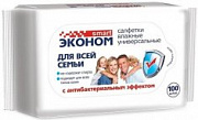 Эконом smart влажные салфетки д/всей семьи с антибактериальным эффектом /100  №748815300