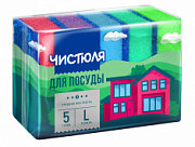 ЧИСТЮЛЯ Губка Maxi д/посуды с абраз.слоем /5 №48129000