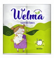 WELMA Туалетная бумага двухслойная с втулкой с ароматом яблока /4 №960534300