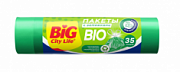 BIG City Пакеты для мусора с затяжками BIO HD 51*53 см 35л зелёные /15 №986218400