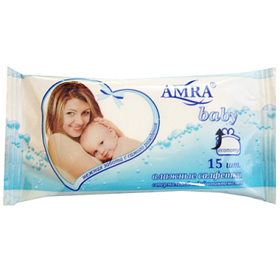 AMRA Салфетки влажные освежающие для детской гигиены /15 №668639800